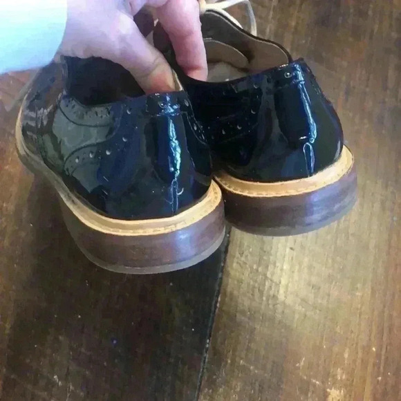 Halogen | Black Patent Leather Oxford Lace Up Shoes - Picture 4 of 7